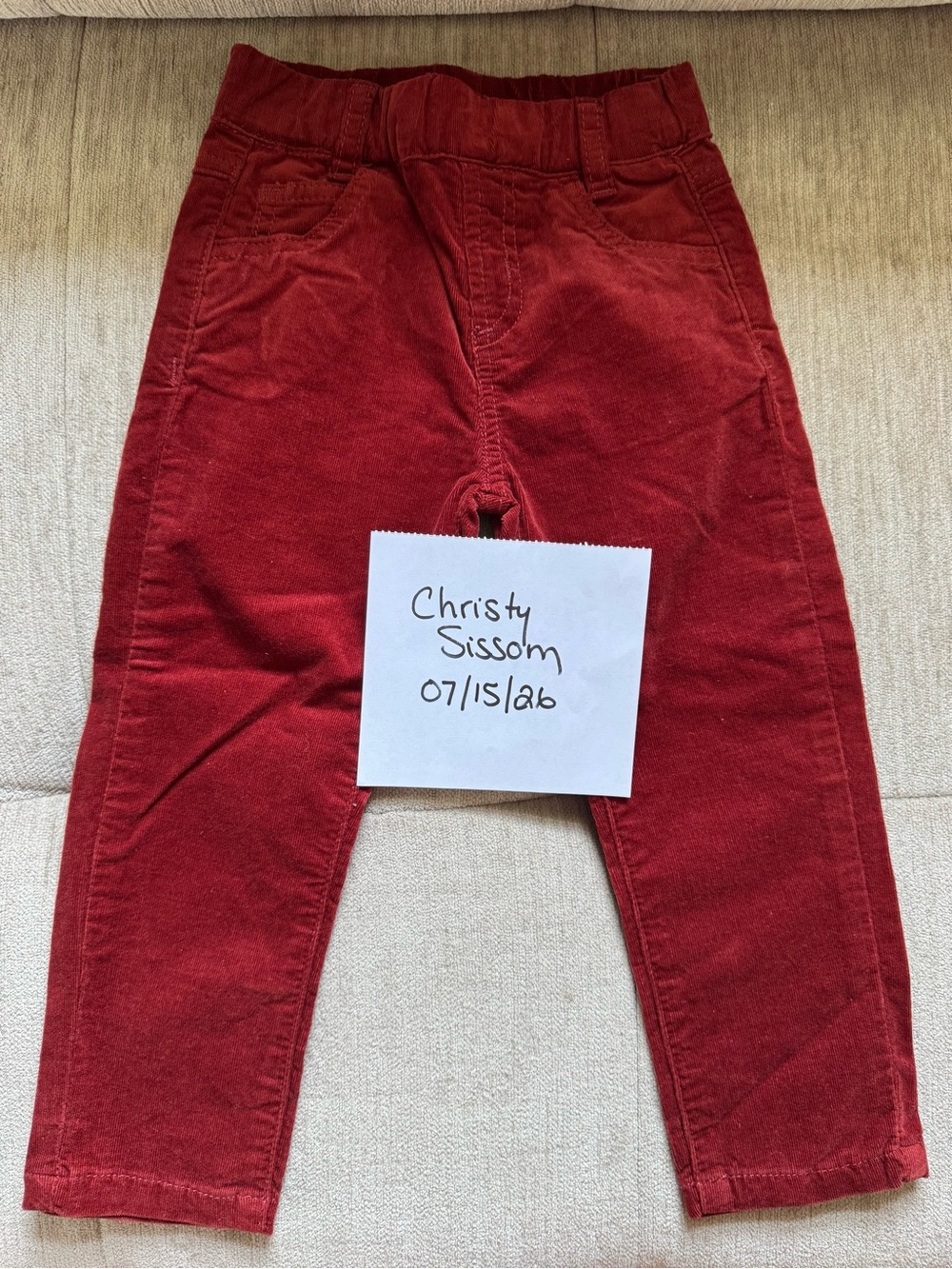 George Hats 18/24mo Red Corduroy Pants